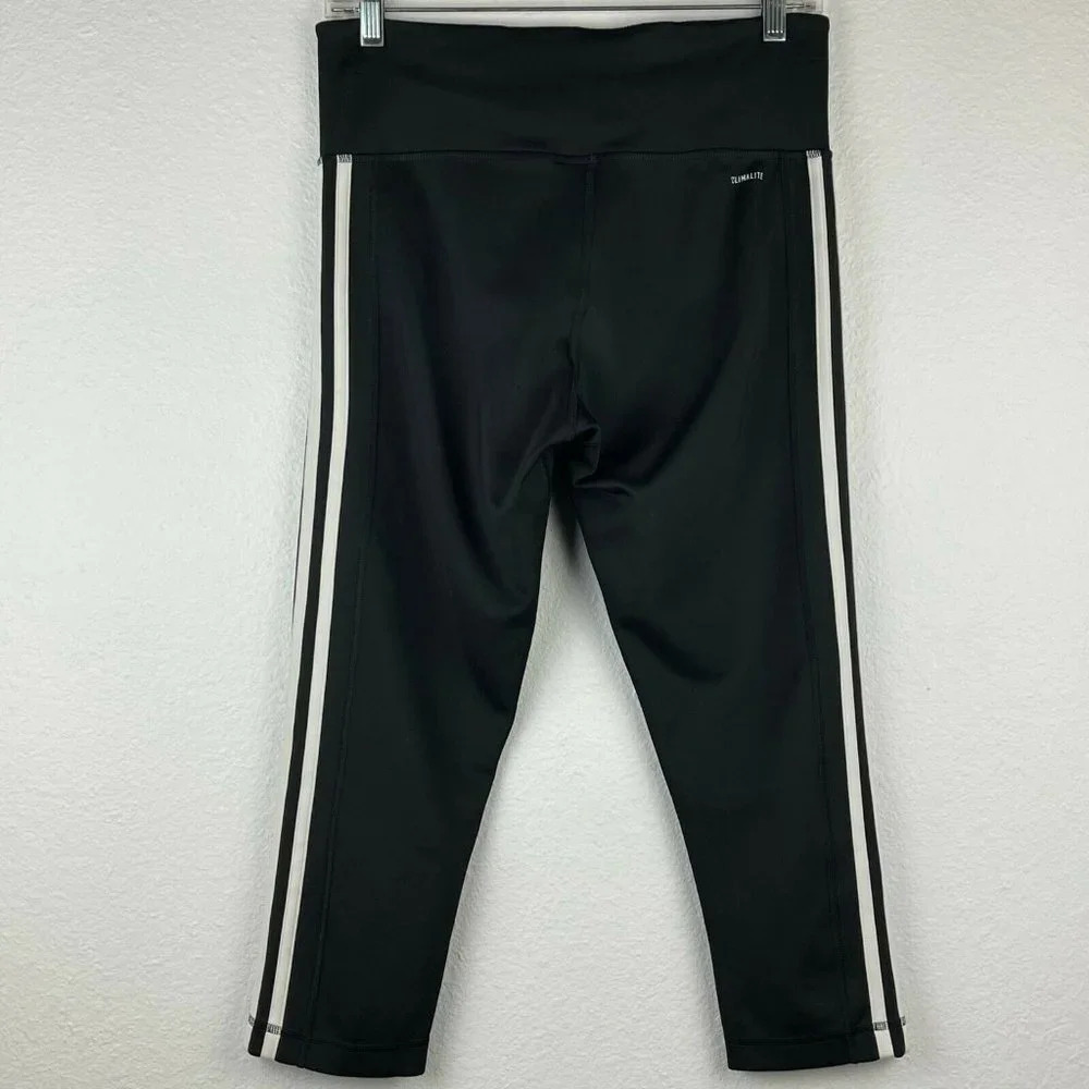 Adidas Cropped Leggings Women's Size Medium Climalite Athletic Performance Black - Picture 2 of 9